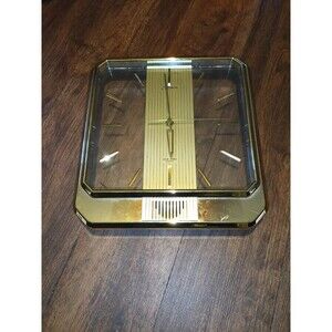 Vtg Marcel Hour Strike Quartz Clock Gold Clear Plastic Wall 1980s MCM Tested